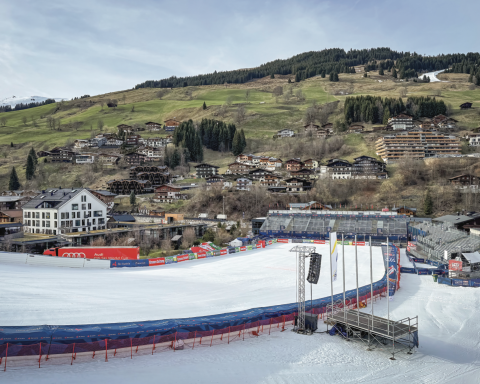 A ski hill in Austria during what is supposed to be peak ski season.